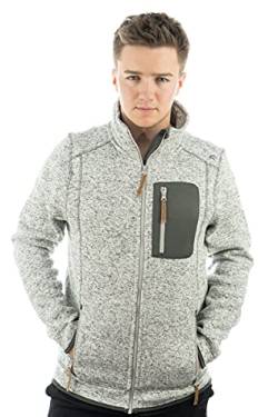 OS Trachten Orbis Herren Fleecejacke Strickfleecejacke Freizeitjacke mit Stehkragen hochgeschlossen Nucku, Größe:S, Farbe:mittelgrau von OS Trachten