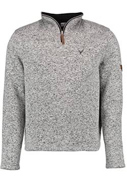 OS Trachten Orbis Herren Fleecepullover Strickfleece Freizeitpullover Troyer hochgeschlossen Wukom, Größe:4XL, Farbe:Mittelgrau von OS Trachten