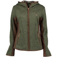 OS-Trachten Strickfleecejacke Zumgu Outdoorjacke mit Kapuze mit Kontrastfutter und Hirsch-Stickerei von OS-Trachten