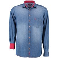 OS-Trachten Trachtenhemd Ibuku Herren Langarmhemd mit Hirsch-Stickerei auf der Brusttasche von OS-Trachten