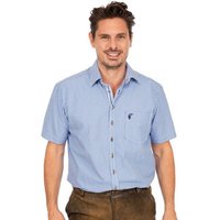 OS-Trachten Trachtenhemd Karo Kurzarmhemd IMMENSTADT blau (Slim Fit) von OS-Trachten