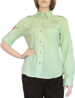 Trachtenbluse Damen Trachten Lederhosen-Bluse Trachtenmode Grün kariert, Größe:44 von OS Trachten
