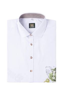 Trachtenhemd langarm weiß bedruckt slimfit 008545 von OS-Trachten