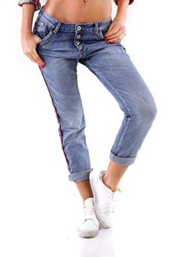 OSAB-Fashion 10370 Damen Jeans Röhre Hose Boyfriend Haremscut Streifen von OSAB-Fashion