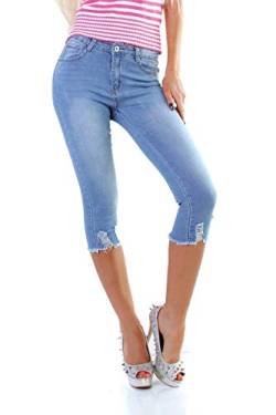 OSAB-Fashion 11073 Damen Capri Jeans Hose Bermudas Shorts Kurze Hose Destroyed Slimfit von OSAB-Fashion