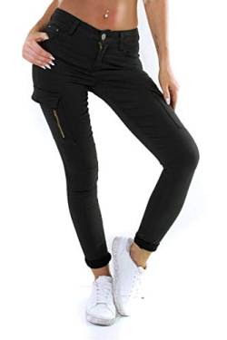 OSAB-Fashion 11573 Damen Jeans Röhrenjeans Hose Damenjeans Boyfriend Cargostyle Slimfit Treggings (schwarz, 3XL) von OSAB-Fashion