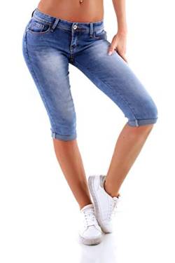 OSAB-Fashion 311208 Damen Jeans Slimfit Hose Knopfleiste Wadenlang Basic Bermudas Streetwear von OSAB-Fashion