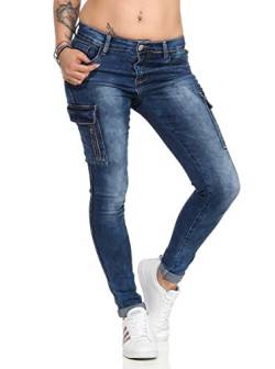 OSAB-Fashion 5254 Damen Jeans Röhre Baggy Hose Boyfriend Style Jogg Pants Cargo Slimfit von OSAB-Fashion