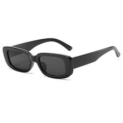 OSAGAMA Damen Rechteckige Sonnenbrille für Damen Herren Vintage Retro Rechteckige Mode Brille UV400 Schutz Schwarz von OSAGAMA