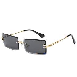 OSAGAMA Kleine Rechteckige Sonnenbrille Damen Herren Randlose Quadratische Brille Brillen UV400 Schwarz von OSAGAMA