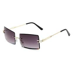 OSAGAMA Kleine Rechteckige Sonnenbrille Damen Herren Randlose Quadratische Brille Brillen UV400 Verlauf Lila von OSAGAMA