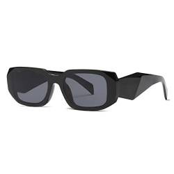 OSAGAMA Rechteckige Sonnenbrille für Damen Herren Trendige Sonnenbrille Schwarz Quadratisch Chunky Y2K Eyewear Schwarz/Grau von OSAGAMA