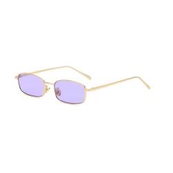 OSAGAMA Retro Rechteckige Sonnenbrille Metall Rahmen Mehrfabige Brille für Damen Herren Golden Lila von OSAGAMA