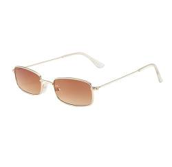 OSAGAMA Retro Rechteckige Sonnenbrille Metall Rahmen Mehrfabige Brille für Damen Herren Golden Tee von OSAGAMA