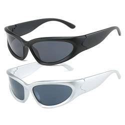 OSAGAMA Rundum-Sonnenbrille für Männer und Frauen Swift Oval Outdoor Sport Shades Silber verspiegelte Brille Schwarz+silber/Schwarz von OSAGAMA