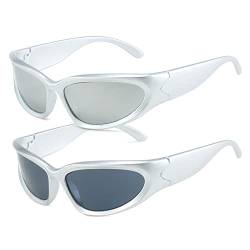 OSAGAMA Rundum-Sonnenbrille für Männer und Frauen Swift Oval Outdoor Sport Shades Silber verspiegelte Brille Silber/Silber+silber/Schwarz von OSAGAMA