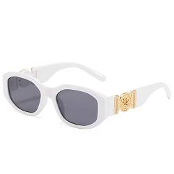 OSAGAMA Trendige Rechteckige Sonnenbrille für Damen Herren Unregelmäßige Vintage 90er Übergroß Brille UV-Schutz von OSAGAMA