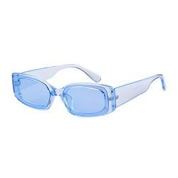 OSAGAMA Vintage Retro Rechteckige Sonnenbrille für Damen Herren Rechteckige Modische Brille UV400 Schutz Blau von OSAGAMA