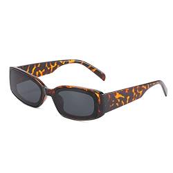 OSAGAMA Vintage Retro Rechteckige Sonnenbrille für Damen Herren Rechteckige Modische Brille UV400 Schutz Leopard von OSAGAMA