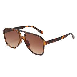 OSAGAMA Vintage Retro Sonnenbrille Gelb Getönte Brille für Damen Herren (Leopard Braun) von OSAGAMA