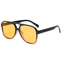 OSAGAMA Vintage Retro Sonnenbrille Gelb Getönte Brille für Damen Herren (Schwarz Leopard Gelb) von OSAGAMA