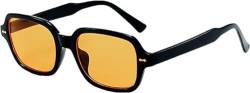 OSAGAMA Vintage Retro Sonnenbrille für Damen Herren Fashion Square Sonnenbrille Fashion Gelb getönt von OSAGAMA