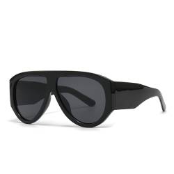 OSAGAMA Vintage Übergroße Sonnenbrille Ovale Pilot Brille Oversized Sunglasses für Damen Herren Schwarz von OSAGAMA