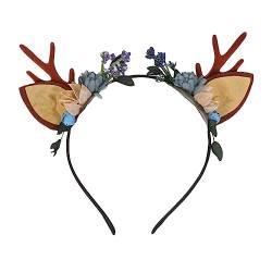 OSALADI 1 Stück Hirschgeweih-Stirnband Weihnachts-Haarband Blumen-Kopfbedeckung Kreatives Hirsch-Stirnband Haar-Accessoires Für Frauen (Muster 1) von OSALADI