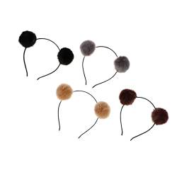 OSALADI 4 Stück Plüsch-ohr-stirnband Fuzzy Pom Pom Stirnband Ohr Stirnband Ohren Stirnband Süßigkeiten-stirnband Halloween-kopfbedeckung Pelziges Stirnband Kopfbügel Ball Kind Haarschmuck von OSALADI