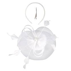 OSALADI Feder Haarspange Hut Fascinator Für Damen Hüte Fascinator-stirnband Für Damen Haarspangen Für Damen Faszinatoren Für Die Teeparty Tee-party Derby Braut Hochzeitskleid Mesh Weiß von OSALADI