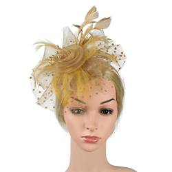 OSALADI Haarspangen Für Damen Tea- Party- Hüte Für Frauen Haarschmuck Stirnband Blumennetz Elegantes Haarband Braut-fascinator-hüte Für Die Hochzeit Faszinator Jahrgang Duftender Tee 20er von OSALADI