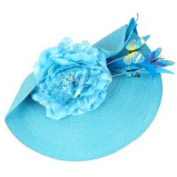 OSALADI Tea-Party-Hut-Stirnband Blauer Fascinator Kopfbedeckung Für Frauen Bankett-Kopfschmuck Schmetterling Braut-Kopfschmuck Haarschmuck Für Festivals von OSALADI