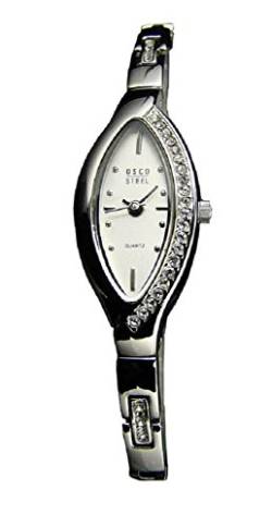 OSCO Edelstahl Damen-Armbanduhr mit Steinen 4059 (Weiss/Silber) von OSCO Germany Zeittechnik