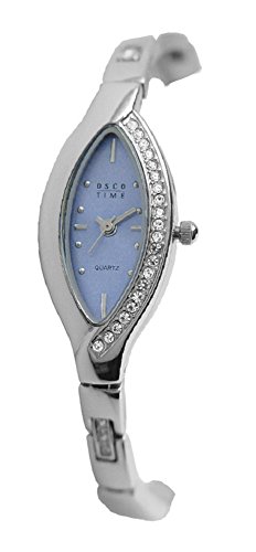 OSCO Edelstahl Damen-Armbanduhr mit Steinen 4059 (blau/Silber) von OSCO Germany Zeittechnik