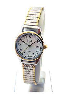 OSCO Klassik Damen Armbanduhr Edelstahl-Flexband Datum Bicolor 03725008 von OSCO Germany Zeittechnik