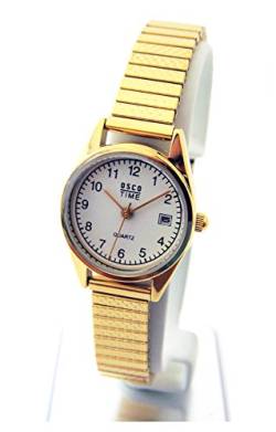 OSCO Klassik Damen Armbanduhr Edelstahl-Flexband Datum 'Gold' 03725009 von OSCO Germany Zeittechnik
