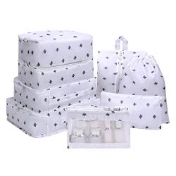 OSDUE Koffer Organizer Set 8-teilig, Packing Cubes, Wasserdichte Reise Kleidertaschen, Packtaschen für koffer, Verpackungswürfel mit Kosmetiktasche, Schuhbeutel, USB Kabel Tasche (Kaktus) von OSDUE