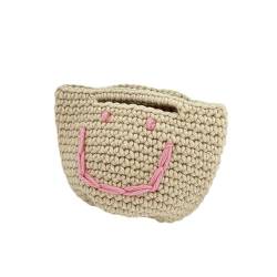 17x13CM Japanische Süße Süße Gestrickte Smiley Gesicht Mini Handgemachte Häkeln Handtaschen Tasche Für Frauen Münze Schlüssel Taschen Handtasche Geldbörse von OSKOUR