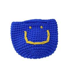 17x13CM Japanische Süße Süße Gestrickte Smiley Gesicht Mini Handgemachte Häkeln Handtaschen Tasche Für Frauen Münze Schlüssel Taschen Handtasche Geldbörse von OSKOUR