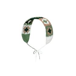 Grüne gestrickte Hakenblumen, handgefertigt, gehäkelt, Haarbandana, Haarschal, Dreiecks-Stirnbänder, Häkelhaarband, Kopftuch für Frauen und Mädchen von OSKOUR