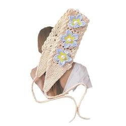 Handgemachter Sonnenblumen-Vintage-Häkel-Haar-Bandana-Haarschal, dreieckige Stirnbänder, Häkel-Haarband, Kopftuch für Frauen und Mädchen von OSKOUR