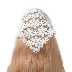Hohler Spitzenrand-Kopfschal, handgefertigt, gehäkelt, Haarbandana, Haarschal, Dreiecks-Stirnbänder, Häkel-Haarband, Kopftuch für Frauen und Mädchen von OSKOUR