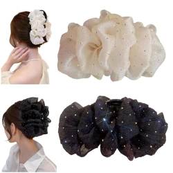 OSMARI Haarspangen mit Schleife, große Blasen-förmige Chiffon-Seide, große Netz-Blasen-Schleife, Haarklammer für Frauen mit allen Haartypen (Set B) von OSMARI