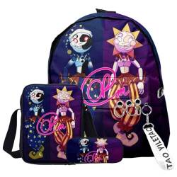 OSRDFV FNAF Rucksack für Schule, Mode, Studenten, 3-teiliges Set, Schulrucksack, Federmäppchen, leicht, Schüler, Schultasche, lässiger Tagesrucksack, Fnaf - 05, 29 x 12 x 40 cm, Handwerker von OSRDFV