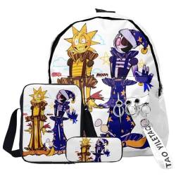 OSRDFV FNAF Rucksack für Schule, Mode, Studenten, 3-teiliges Set, Schulrucksack, Federmäppchen, leicht, Schüler, Schultasche, lässiger Tagesrucksack, Fnaf - 21, 29 x 12 x 40 cm, Handwerker von OSRDFV