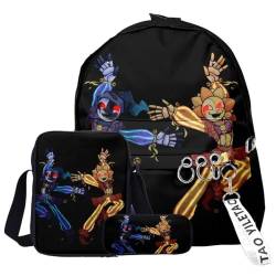 OSRDFV FNAF Rucksack für Schule, Mode, Studenten, 3-teiliges Set, Schulrucksack, Federmäppchen, leicht, Schüler, Schultasche, lässiger Tagesrucksack, Fnaf - 25, 29 x 12 x 40 cm, Handwerker von OSRDFV