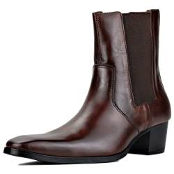 OSSTONE Chelsea Leder Stiefel für Männer High Heels Herren Kleid Schuhe Stiefel Western OS-JY042-10.5-R von OSSTONE