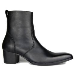 OSSTONE Chelsea Stiefel für Männer High Heels Herren Kleid Schuhe Reißverschluss Stiefel OS-VF1088-DE Schwarz 9.5 von OSSTONE