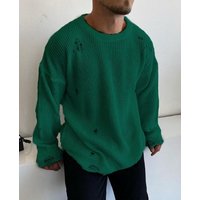 OSSY HOMER Strickpullover Männer Knit mit Riss Drop Shoulder Pullover Oversize von OSSY HOMER