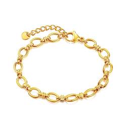 OSTAN Damen Armbänder Edelstahl Gliederarmband Farbe Silber und Gold (Gold) von OSTAN